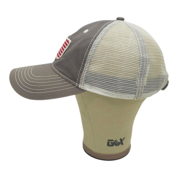 American Flag Patch Strapback Cap Curved Brim Mesh Trucker Baseball Hat Gray - Picture 11 of 14